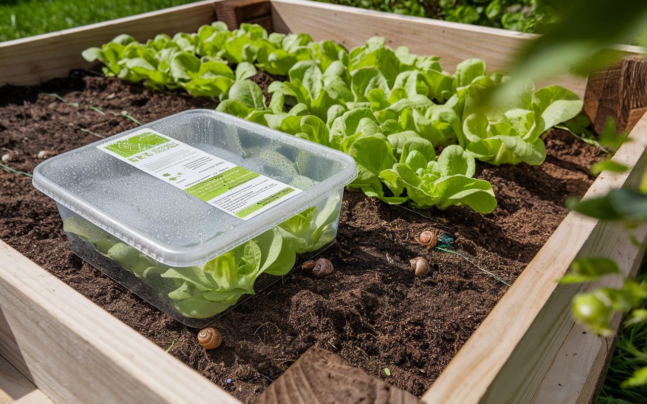 Gemüsegarten: Eine transparente Box als natürliche Anti-Schneckenfalle zum Schutz von Salaten