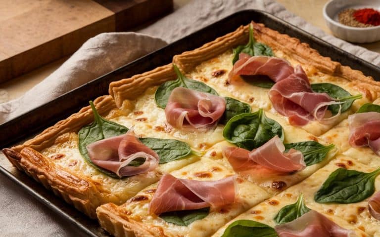 Herzhafter Ofen-Crêpe nach Pizza-Art: fluffig, mit überbackenem Käse, in 20 Min. fertig