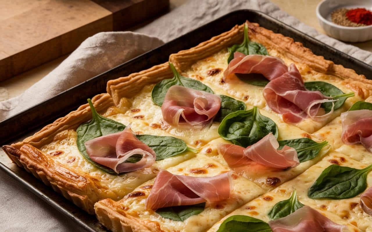 Herzhafter Ofen-Crêpe nach Pizza-Art: fluffig, mit überbackenem Käse, in 20 Min. fertig