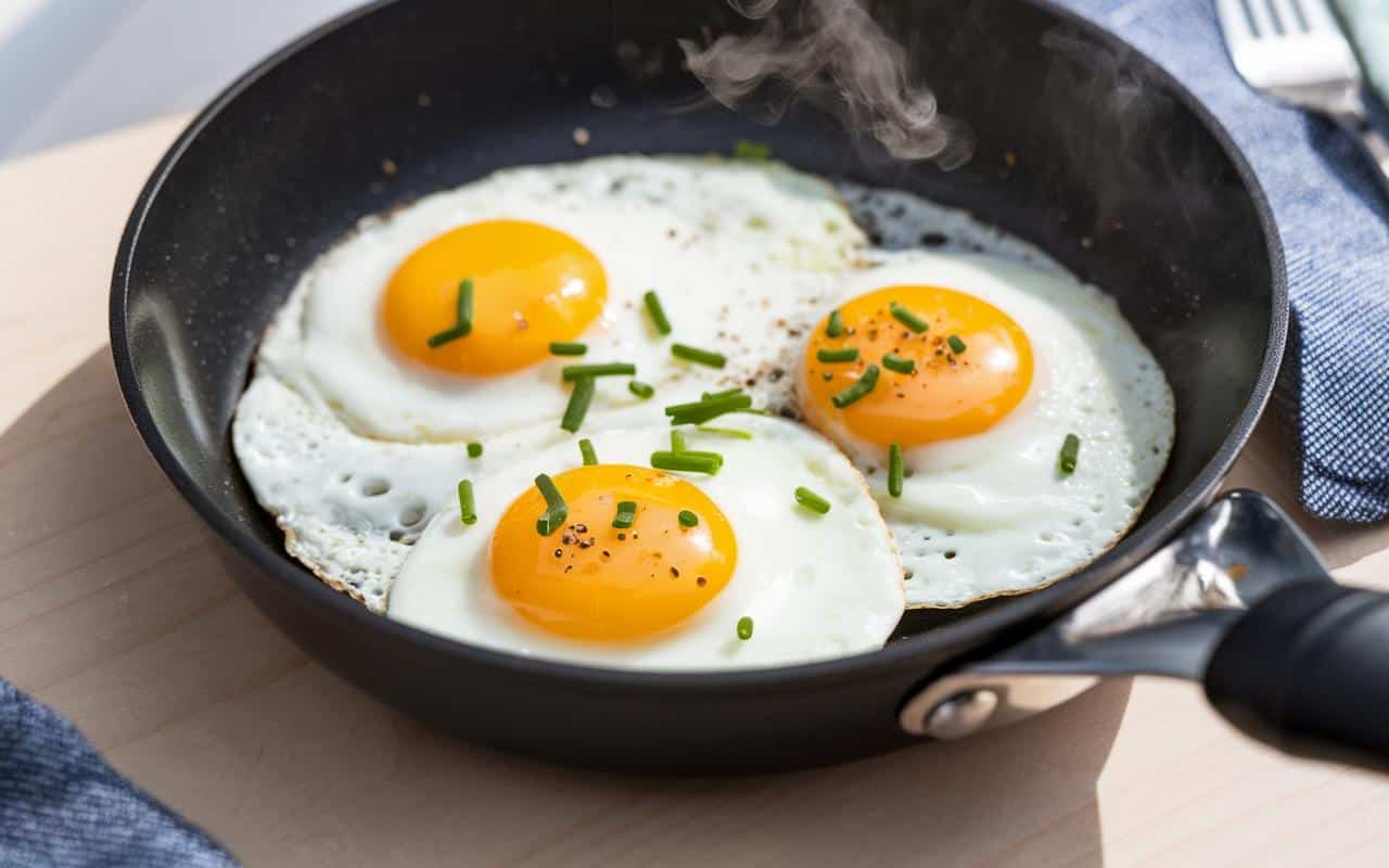 Spiegeleier ohne Öl oder Butter: der Wassertrick für ein leichteres, flüssiges Eigelb